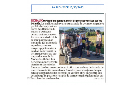 Notre vente de pomme dans La Provence